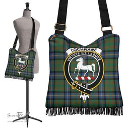 ScotsTee Shop Scottish Cochrane Ancient Clan Crest Tartan Boho Bag, Tartan Crossbody Handbag