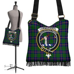 ScotsTee Shop Scottish Carmichael Modern Clan Crest Tartan Boho Bag, Tartan Crossbody Handbag