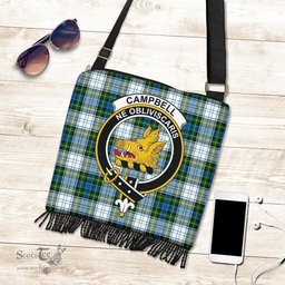 ScotsTee Shop Scottish Campbell Dress Clan Crest Tartan Boho Bag, Tartan Crossbody Handbag
