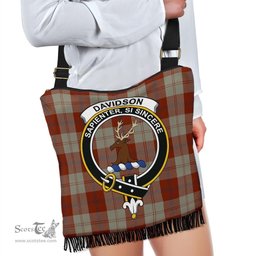 ScotsTee Shop Scottish Davidson Dress Dancers Clan Crest Tartan Boho Bag, Tartan Crossbody Handbag