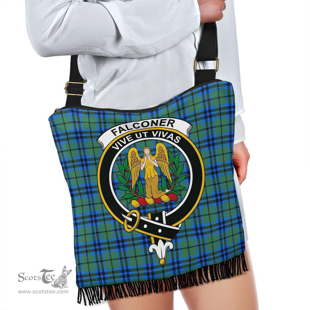 ScotsTee Shop Scottish Falconer Clan Crest Tartan Boho Bag, Tartan Crossbody Handbag