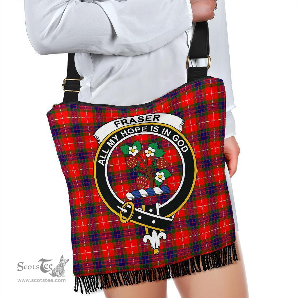 ScotsTee Shop Scottish Fraser Modern Clan Crest Tartan Boho Bag, Tartan Crossbody Handbag