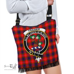 ScotsTee Shop Scottish Fraser Modern Clan Crest Tartan Boho Bag, Tartan Crossbody Handbag