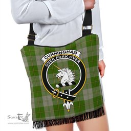 ScotsTee Shop Scottish Cunningham Dress Green Dancers Clan Crest Tartan Boho Bag, Tartan Crossbody Handbag