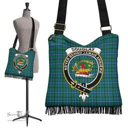 ScotsTee Shop Scottish Douglas Ancient Clan Crest Tartan Boho Bag, Tartan Crossbody Handbag