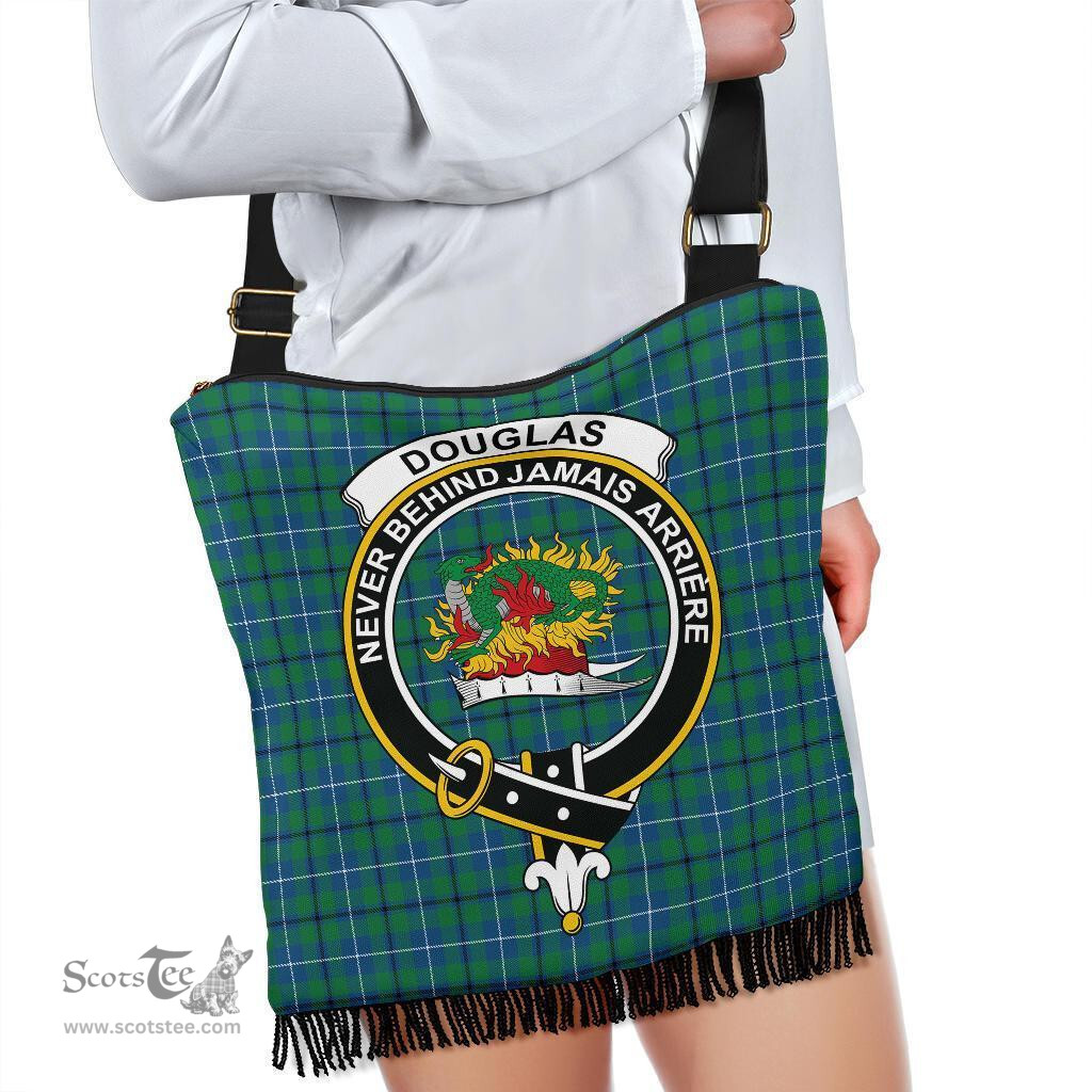 ScotsTee Shop Scottish Douglas Ancient Clan Crest Tartan Boho Bag, Tartan Crossbody Handbag