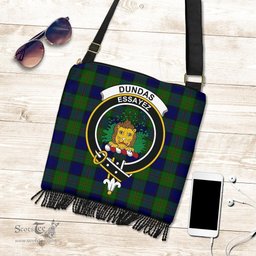 ScotsTee Shop Scottish Dundas Modern Clan Crest Tartan Boho Bag, Tartan Crossbody Handbag