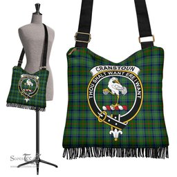 ScotsTee Shop Scottish Cranstoun Clan Crest Tartan Boho Bag, Tartan Crossbody Handbag