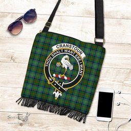 ScotsTee Shop Scottish Cranstoun Clan Crest Tartan Boho Bag, Tartan Crossbody Handbag