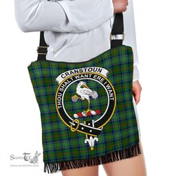 ScotsTee Shop Scottish Cranstoun Clan Crest Tartan Boho Bag, Tartan Crossbody Handbag