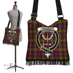 ScotsTee Shop Scottish Carnegie Modern Clan Crest Tartan Boho Bag, Tartan Crossbody Handbag