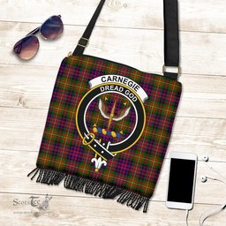 ScotsTee Shop Scottish Carnegie Modern Clan Crest Tartan Boho Bag, Tartan Crossbody Handbag