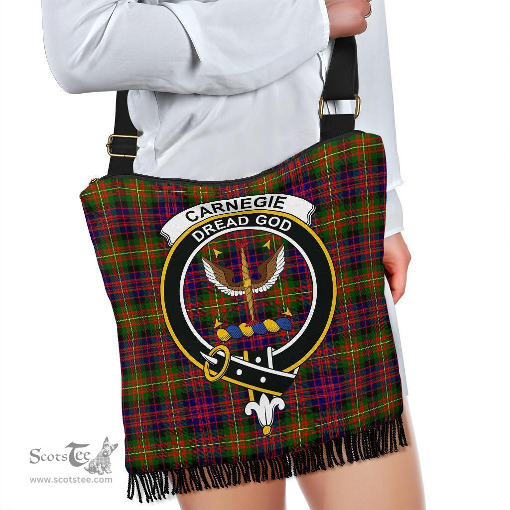 ScotsTee Shop Scottish Carnegie Modern Clan Crest Tartan Boho Bag, Tartan Crossbody Handbag