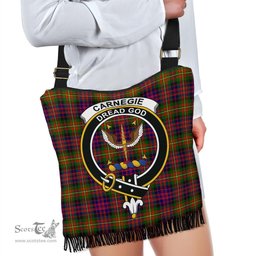 ScotsTee Shop Scottish Carnegie Modern Clan Crest Tartan Boho Bag, Tartan Crossbody Handbag