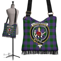 ScotsTee Shop Scottish Elphinstone Clan Crest Tartan Boho Bag, Tartan Crossbody Handbag