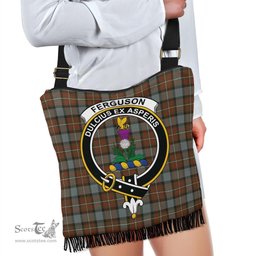 ScotsTee Shop Scottish Fergusson Weathered Clan Crest Tartan Boho Bag, Tartan Crossbody Handbag