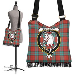 ScotsTee Shop Scottish Dunbar Ancient Clan Crest Tartan Boho Bag, Tartan Crossbody Handbag