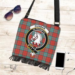 ScotsTee Shop Scottish Dunbar Ancient Clan Crest Tartan Boho Bag, Tartan Crossbody Handbag