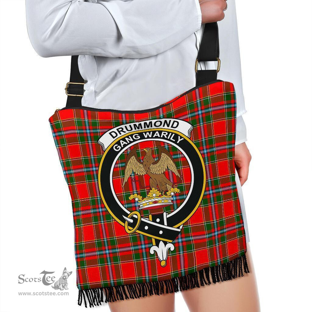 ScotsTee Shop Scottish Drummond of Perth Clan Crest Tartan Boho Bag, Tartan Crossbody Handbag