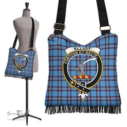 ScotsTee Shop Scottish Elliot Ancient Clan Crest Tartan Boho Bag, Tartan Crossbody Handbag