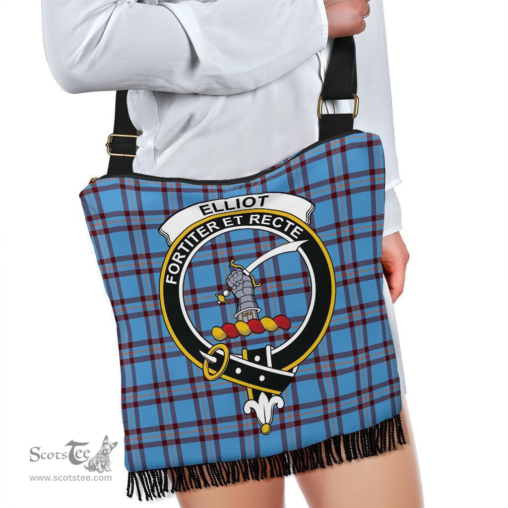 ScotsTee Shop Scottish Elliot Ancient Clan Crest Tartan Boho Bag, Tartan Crossbody Handbag