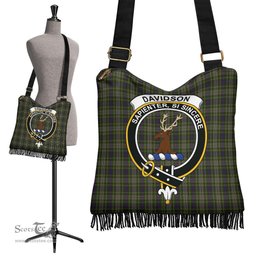 ScotsTee Shop Scottish Davidson Tulloch Dress Clan Crest Tartan Boho Bag, Tartan Crossbody Handbag
