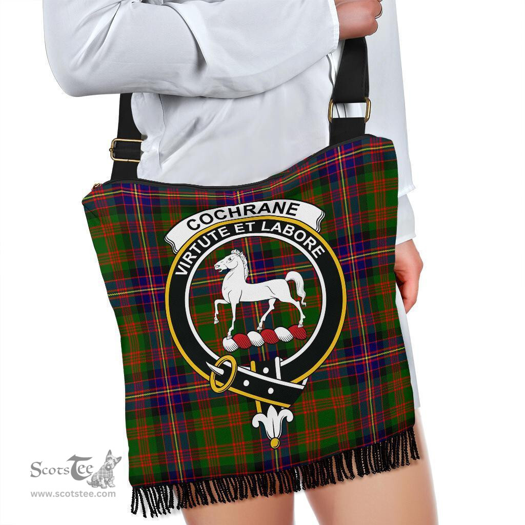 ScotsTee Shop Scottish Cochrane Modern Clan Crest Tartan Boho Bag, Tartan Crossbody Handbag