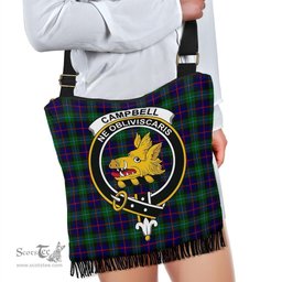 ScotsTee Shop Scottish Campbell of Cawdor Modern Clan Crest Tartan Boho Bag, Tartan Crossbody Handbag