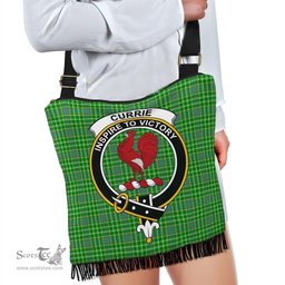 ScotsTee Shop Scottish Currie Clan Crest Tartan Boho Bag, Tartan Crossbody Handbag
