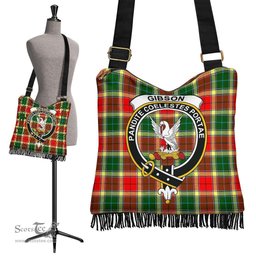 ScotsTee Shop Scottish Gibbs Clan Crest Tartan Boho Bag, Tartan Crossbody Handbag