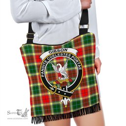 ScotsTee Shop Scottish Gibbs Clan Crest Tartan Boho Bag, Tartan Crossbody Handbag