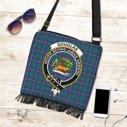 ScotsTee Shop Scottish Douglas Modern Clan Crest Tartan Boho Bag, Tartan Crossbody Handbag