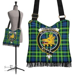 ScotsTee Shop Scottish Campbell of Breadalbane Ancient Clan Crest Tartan Boho Bag, Tartan Crossbody Handbag