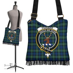 ScotsTee Shop Scottish Forbes Ancient Clan Crest Tartan Boho Bag, Tartan Crossbody Handbag