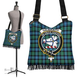 ScotsTee Shop Scottish Galbraith Ancient Clan Crest Tartan Boho Bag, Tartan Crossbody Handbag