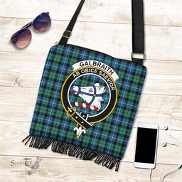 ScotsTee Shop Scottish Galbraith Ancient Clan Crest Tartan Boho Bag, Tartan Crossbody Handbag