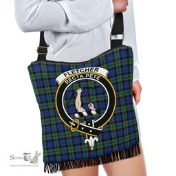 ScotsTee Shop Scottish Fletcher Ancient Clan Crest Tartan Boho Bag, Tartan Crossbody Handbag