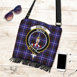 ScotsTee Shop Scottish Dunlop Modern Clan Crest Tartan Boho Bag, Tartan Crossbody Handbag