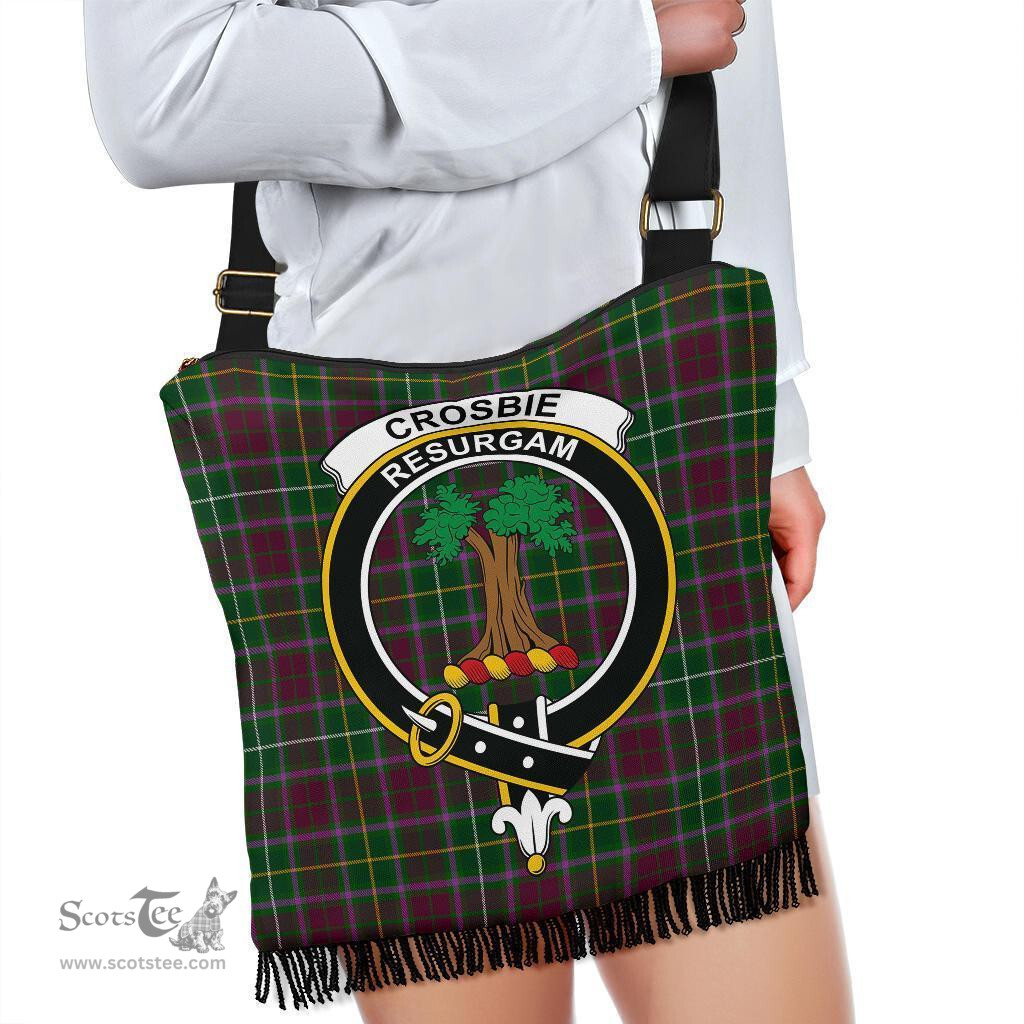ScotsTee Shop Scottish Crosbie Clan Crest Tartan Boho Bag, Tartan Crossbody Handbag