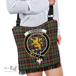 ScotsTee Shop Scottish Cumming Hunting Ancient Clan Crest Tartan Boho Bag, Tartan Crossbody Handbag
