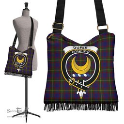 ScotsTee Shop Scottish Durie Clan Crest Tartan Boho Bag, Tartan Crossbody Handbag