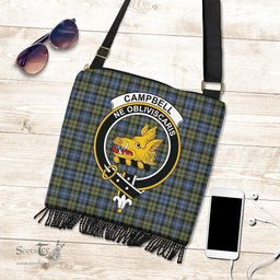 ScotsTee Shop Scottish Campbell Faded Clan Crest Tartan Boho Bag, Tartan Crossbody Handbag