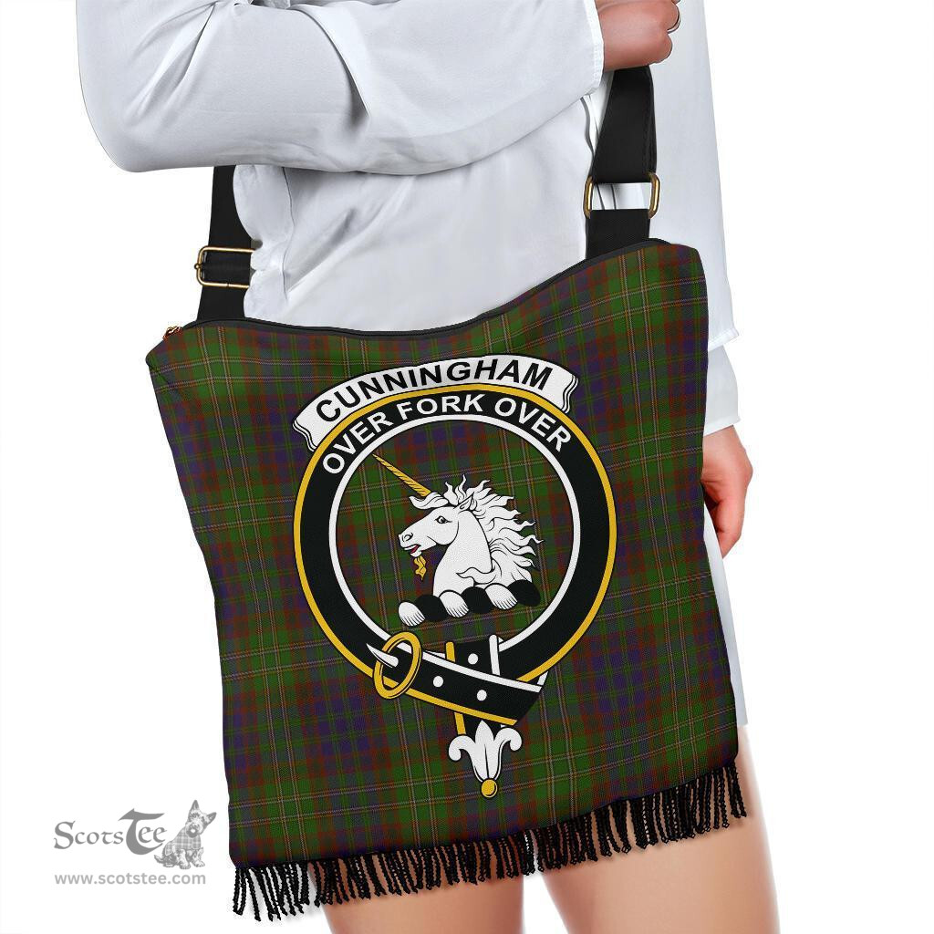 ScotsTee Shop Scottish Cunningham Hunting Modern Clan Crest Tartan Boho Bag, Tartan Crossbody Handbag