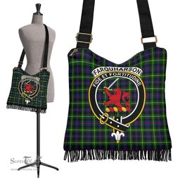 ScotsTee Shop Scottish Farquharson Modern Clan Crest Tartan Boho Bag, Tartan Crossbody Handbag