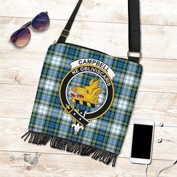 ScotsTee Shop Scottish Campbell Dress Ancient Clan Crest Tartan Boho Bag, Tartan Crossbody Handbag