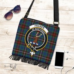 ScotsTee Shop Scottish Fraser Hunting Ancient Clan Crest Tartan Boho Bag, Tartan Crossbody Handbag