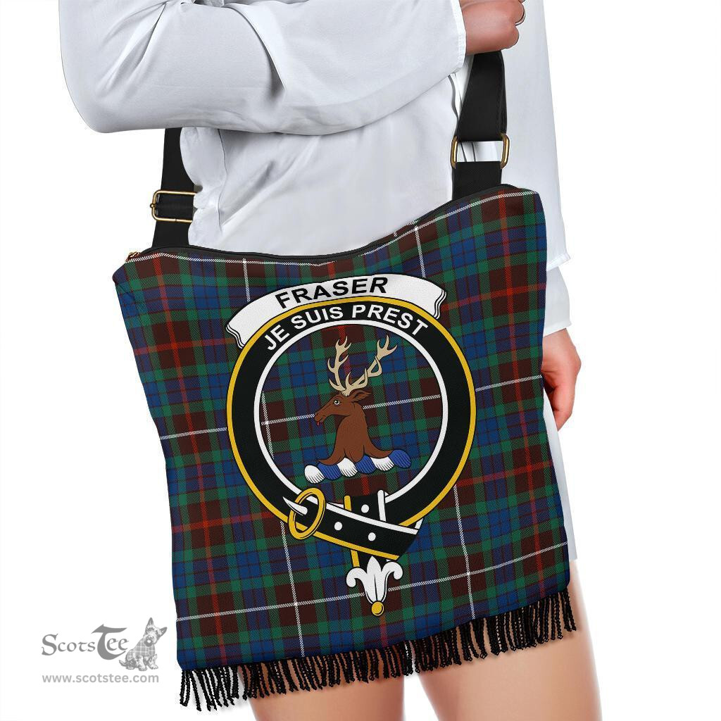 ScotsTee Shop Scottish Fraser Hunting Ancient Clan Crest Tartan Boho Bag, Tartan Crossbody Handbag