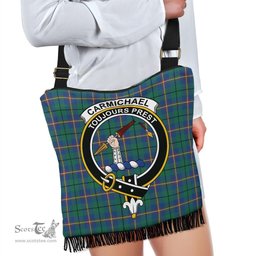 ScotsTee Shop Scottish Carmichael Ancient Clan Crest Tartan Boho Bag, Tartan Crossbody Handbag