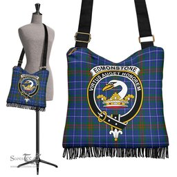 ScotsTee Shop Scottish Edmonstone Clan Crest Tartan Boho Bag, Tartan Crossbody Handbag