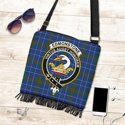 ScotsTee Shop Scottish Edmonstone Clan Crest Tartan Boho Bag, Tartan Crossbody Handbag